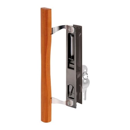 Prime-Line Prime-Line Door Handle Set, Flush, w/Wood Pull and Key, Black Diecast, C 1032 C 1032
